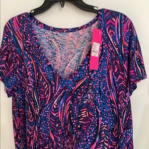 Lilly Pulitzer Purple and Pink Graphic Blouse